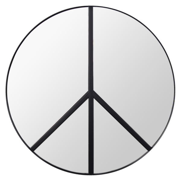 Varaluz Paz 30-In Round Peace Sign Accent Mirror In Black 4DMI0117